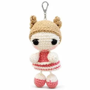 Handmade Crochet Girl Doll Keychain Style 4 in Soft Yarn