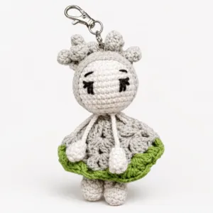 Handmade Crochet Girl Doll Keychain Style 5 in Soft Yarn