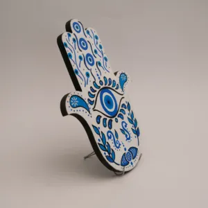 Hand Painted Arabic Prayer Hamsa Hand Decor in MDF Wood