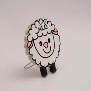 Hand Painted Smiling Sheep Decorative Figure in MDF Wood