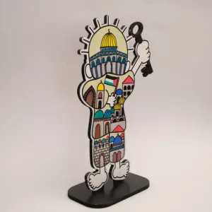 Hand Painted Colorful Hanzala Al Aqsa Stand in MDF Wood - 42x25 cm