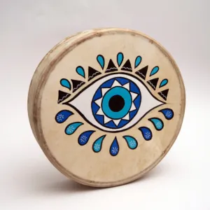 Round Blue Evil Eye Wood Plaque MDF Wall Art (Available In Sizes)