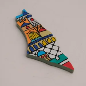 Hand Painted Colorful Al Aqsa Palestine Map Magnet