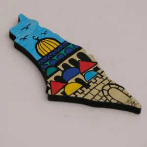 Hand Painted Blue Dome Palestine Map Fridge Magnet