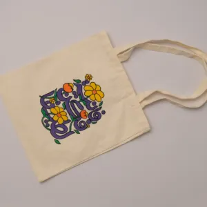 Hand Painted Colorful Arabic Calligraphy Cotton Tote Bag
