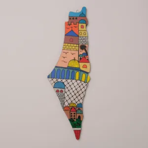 Hand Painted Layered Palestine Map MDF Wall Art - 60x25 cm