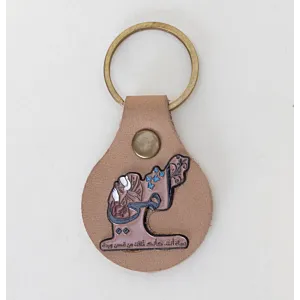 Handmade Natural Leather Keychain with Arabic Mother Lettering