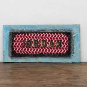 Jordanian Shemagh and Jordan Lettering Wall Key Holder 90 × 60 cm
