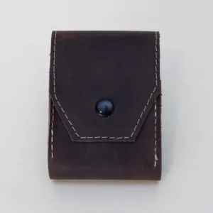 Dark Brown Minimal Leather Cigarette Case with Hand-Finished Details