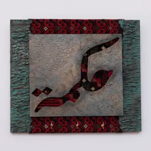 Square Arabic Calligraphy and Heritage Textile Wall Art