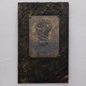 Handcrafted Raised Fist Relief Wall Art with Artisan Details