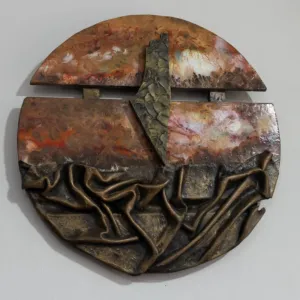 Decorative Wall Art with Round Abstract Raised Palestine Map