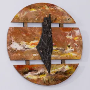 Handmade Wall Art with Round Warm-Tone Art with Raised Element