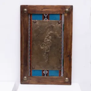 Framed Portrait with Raised Motifs Handcrafted Decorative Wall Art