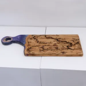Handcrafted Wooden Serving Board with Engraved Map and Artisan Details