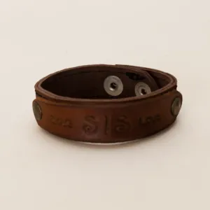 Brown with SIS Lettering Leather Bracelet with Artisan Finish