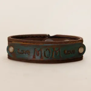 Handcrafted Brown and Turquoise with MOM Love Lettering Bracelet