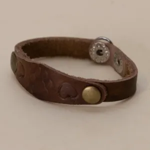 Simple Brown with Snap Closure Leather Bracelet with Artisan Finish