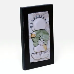 Handala-Inspired Green Stone Mosaic Wall Art, 15x9 cm