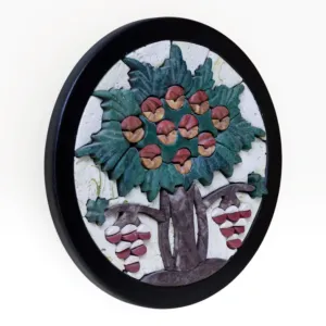 Handmade Madaba Tree of Life Oval Stone Mosaic Wall Art