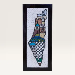Handmade Palestine Map Stone Mosaic Wall Art, 45x19 cm