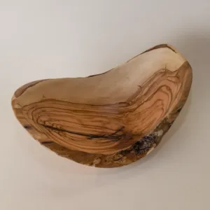 Hand-Carved Olive Wood Crescent Bowl with Natural Live Edge