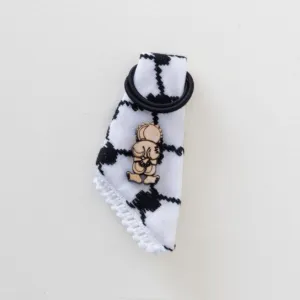 Palestinian Keffiyeh Hanging Charm with Small Wooden Accent