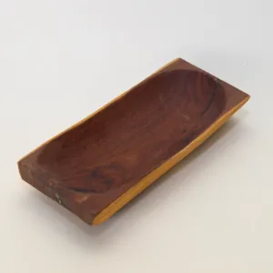 Dark Olive Wood Rectangular Serving Tray with Raised Rim