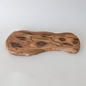 Rustic Wooden Serving Board with Natural Knots and Rounded Ends