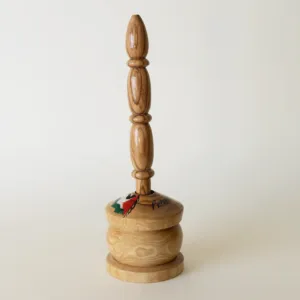 Turned Wooden Decorative Stand with Palestine Flag Base Detail