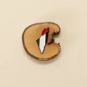 C-Shaped Wooden Hanging Charm with Palestinian Flag Detail