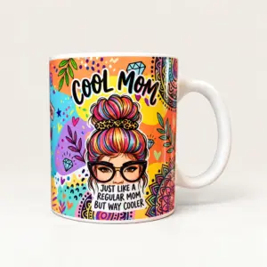 Colorful Cool Mom Illustrated Ceramic Mug, 325 ml