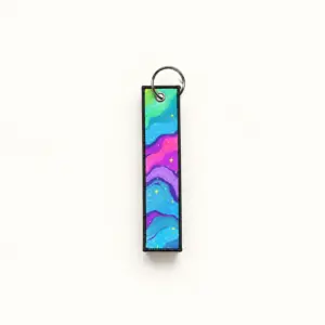 Personalized Colorful Nebula Fabric Key Fob, 12x2.3 cm