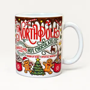 Vintage North Pole Hot Chocolate Ceramic Mug, 325 ml
