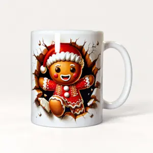 Festive Gingerbread Character Ceramic Mug, 325 ml