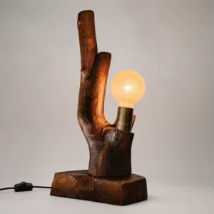 Handmade Branched Wood Table Lamp – Branch Aura Design with Warm Light, 50 cm