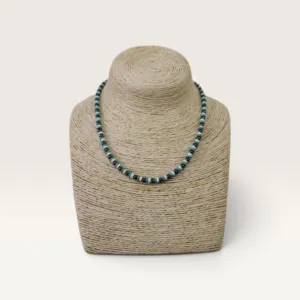 Turquoise Grey and Black Beaded Handmade Necklace