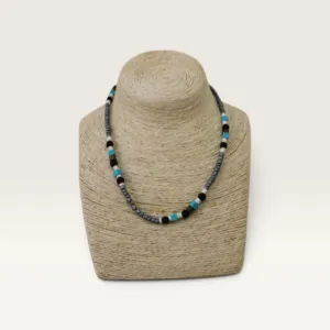 Turquoise and Charcoal Beaded Handmade Necklace for Everyday Wear