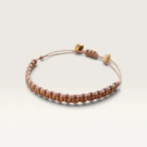 Beige and Brown Braided Adjustable Cord Bracelet