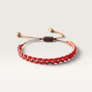 Pink and White Braided Adjustable Cord Bracelet with Adjustable Fit