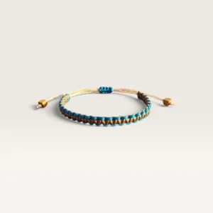 Turquoise and Brown Braided Adjustable Cord Bracelet