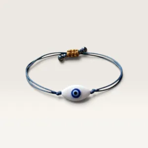 Blue Cord Bracelet with Blue Evil Eye Bead for Everyday Wear