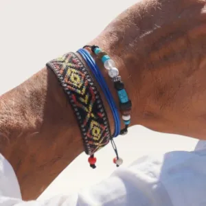 Blue and Multicolor Handmade Bracelet Set for Everyday Wear