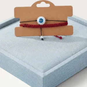 Burgundy Cord Bracelet with Blue Evil Eye Bead for Everyday Wear