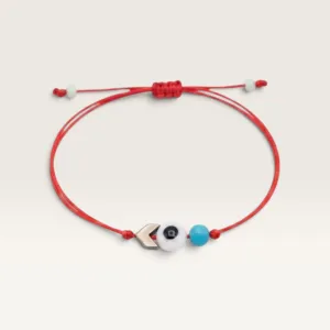 Red Cord Bracelet with Heart and Evil Eye Beads for Everyday Wear