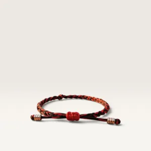 Black and Orange Braided Cord Bracelet with Adjustable Fit
