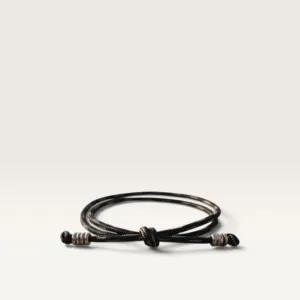 Black Double-Strand Adjustable Cord Bracelet Handmade and Adjustable