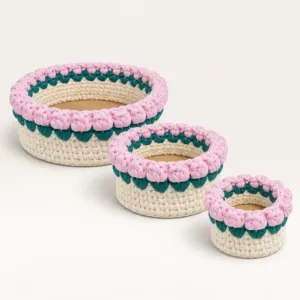 Handmade Floral Crochet Organizer Set of 3 (Available In Sizes)