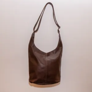 Large Moon Leather Bag – Chestnut Brown – 46x19x36 cm