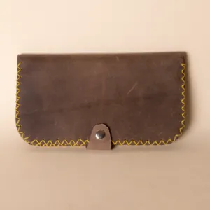 محفظة تنظيم بطاقات جلد يدوية – بني رمادي – 20×10×2 سم